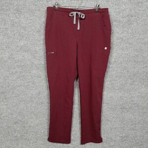 Figs Womens Petite Size Medium Scrub Pants Cargo Burgundy Bottoms Pockets PO1778